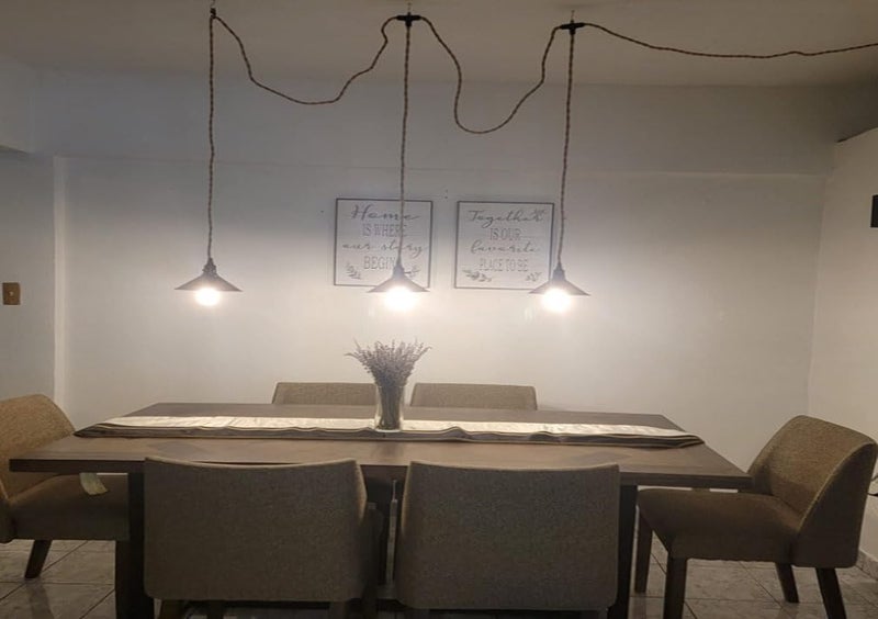 KENMI 3-Light Hanging Light with Plug in Cord,Plug in Pendant Light 22ft Hemp Rope Pendant Lighting Vintage 3-Light Hanging Lamp Fixtures for Kitchen Island Living Room Bedroom - Image 3